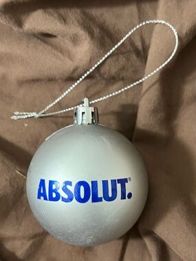 17 Absolut Silver Branded Holiday Ornament - Matte Silver Bauble with Blue Logo